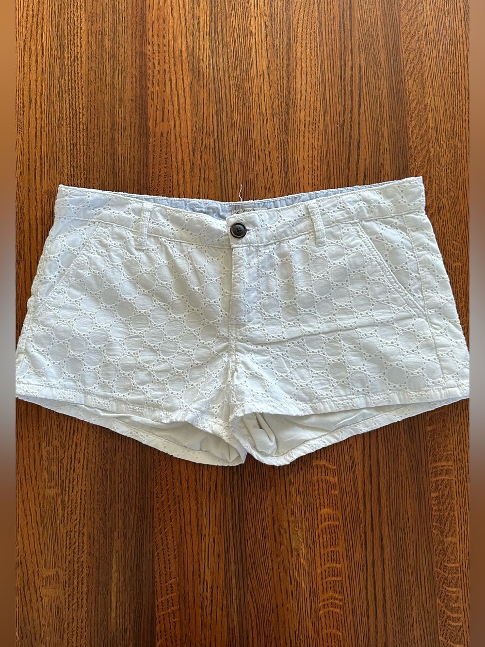 SO White Eyelet High Waist Shorts